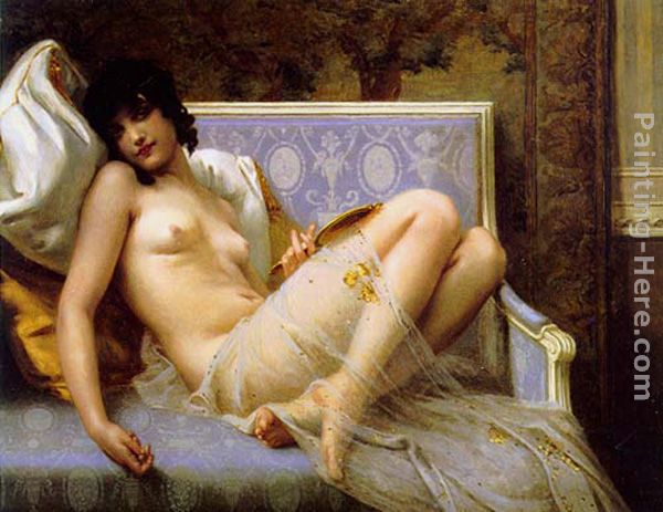 Young woman naked on a settee painting - Guillaume Seignac Young woman naked on a settee art painting